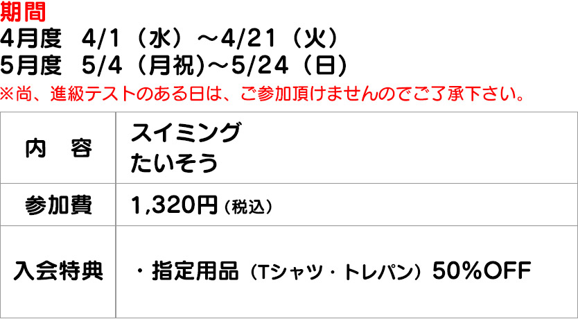 スイミング たいそう 1回体験